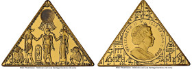 British Dependency. Elizabeth II gold "Tutankhamun Sand Triangle" Crown (1 oz) 2009 PR68 Ultra Cameo NGC, Pobjoy mint, KM1388. Mintage: 250. 45 x 31.1...