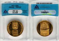 Republic gold Proof "25th Anniversary of Independence" 200 Lirot JE 5733 (1973) PR63 Deep Cameo ANACS, Bern mint, KM74. HID09801242017 © 2025 Heritage...