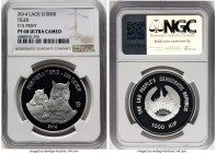 People's Democratic Republic 4-Piece Lot of Certified silver Proof "Panthera Tigris" Kip NGC, 1) 1000 Kip 2014 PR68 Ultra Cameo, 2) 500 Kip 2017 PR69 ...