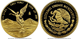 Estados Unidos gold Proof 1/4 Onza 2008-Mo PR70 Ultra Cameo NGC, Mexico City mint, KM673. A pristine specimen exhibiting gorgeous golden devices, pres...