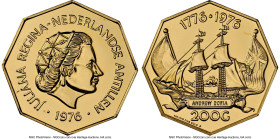 Netherlands Administration. Juliana gold "USA Bicentennial - Andrew Doria" 200 Gulden 1976-FM MS69 Deep Prooflike NGC, Franklin mint, KM16. HID0980124...
