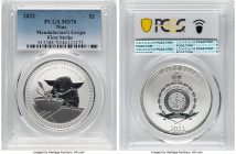 Elizabeth II silver "Mandalorian's Grogu" 2 Dollars (1 oz) 2022 MS70 PCGS, KM-Unl. The Mandalorian series. First Strike. HID09801242017 © 2025 Heritag...