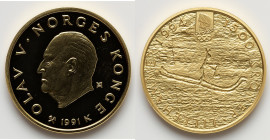 Olav V gold "1994 Winter Olympics - Petroglyph" 1500 Kroner 1991 UNC, Norwegian Mint, KM435. HID09801242017 © 2025 Heritage Auctions | All Rights Rese...