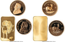 Republic Pair of Uncertified gold Proof "50th Anniversary" Krugerrands (1 oz) UNC, 1) "Vintage Re-Issue" 1967. 33.93gm, 32.69mm. 2) 2017. 33.93gm, 32....