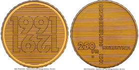 Confederation gold "700 Years of Confederation Anniversary" 250 Francs 1991-B MS67 NGC, Bern mint, KM71.2. Edge: 1291- 1991 Confoederatio Helvetica. H...