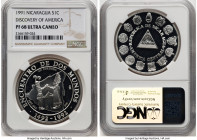 4-Piece Lot of Assorted Proof Issues 1991 NGC, 1) Nicaragua: Republic Proof "Discovery of America" Cordoba 1991-Mo PR68 Ultra Cameo NGC, Mexican mint,...