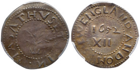 1652 Oak Tree Shilling Noe-13. PCGS AU53