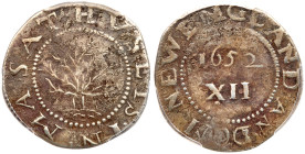 1652 Massachusetts Oak Tree Shilling IN at Bottom Noe-8 Rarity-6+