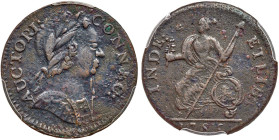1785 Connecticut Copper. Bust Right, Miller 6.2-F.1