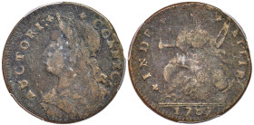 1787 Connecticut. Draped bust facing left