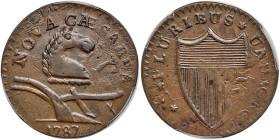 1787. New Jersey Copper. Camel Head, Maris 56-n. PCGS AU53