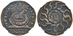 1787 Fugio Cent 4 Cinq P.R. 'States United'. NGC XF