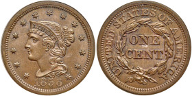 1856 Coronet Head Cent. Upright 5. PCGS MS64