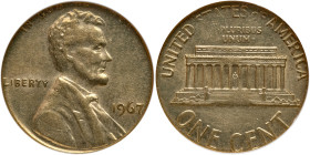 Worldwide. MINT ERROR. 1967 Lincoln Cent struck on a Philippines 10 cent Planchet. ANACS MS63