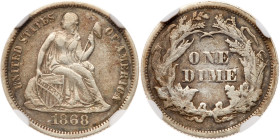 1868 Liberty Seated Dime. NGC EF40