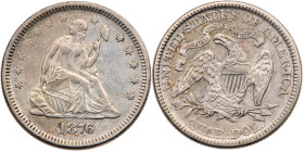 1876 Liberty Seated Quarter Dollar. XF