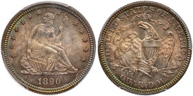 1890 Liberty Seated Quarter Dollar. PCGS MS67