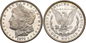 1878 Morgan Dollar. 7 tail feathers, reverse of 1878. MS63