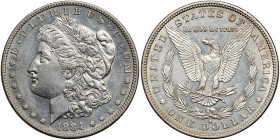 1884-S Morgan Dollar. AU55