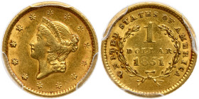 1851 $1 Gold Liberty. PCGS AU55