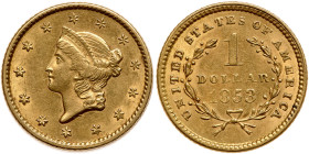 1853 $1 Gold Liberty. AU50