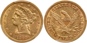 1860-S $5 Liberty. PCGS AU58