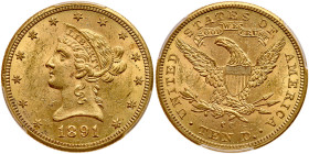 1891-CC $10 Liberty. PCGS MS62