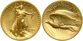 1907 $20 St. Gaudens. High relief, wire rim. PCGS AU58
