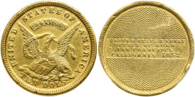 1852 U.S. Assay Office $10 Gold, 884 THOUS. PCGS AU55