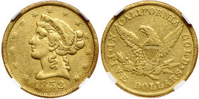 1852 Wass, Molitor & Co. (San Francisco) $5 Gold. Small head. NGC VF30
