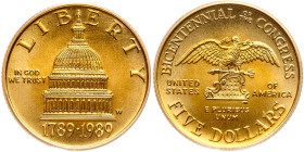 1989-W Congress Bicentennial $5 Gold. PCGS MS69