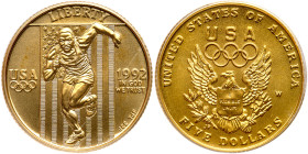 1992-W XXV Olympiad $5 Gold. PCGS MS69
