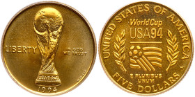 1994-W World Cup Tournament $5 Gold. PCGS MS69