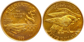 1995-W 100th Olympics Stadium $5 Gold. PCGS MS69