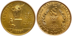 1996-W 100th Olympics Cauldron $5 Gold. PCGS MS69