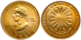 1996-W Smithsonian Institution 150th Anniversary $5 Gold. PCGS MS69