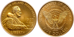 1997-W Franklin D. Roosevelt $5 Gold. PCGS MS69