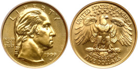 1999-W George Washington Death Bicentennial $5 Gold. PCGS MS69