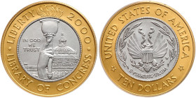 2000-W Library of Congress Bicentennial Bimetallic $10. PCGS MS69