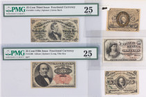 5-piece lot of Fractional Currency Notes