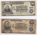 1902, $5 and $10.00 National Bank Notes. Plain Back. Third Charter Period. Charter 9174