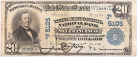 1902, $20 National Bank Note. Plain Back. Third Charter Period. Charter 5105