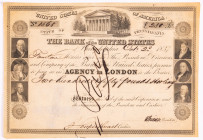 Bank of the United States Stock Certificate 1837 Signed by Bank President Nicholas Biddle