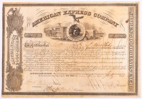 Rare American Express Stock Certificate Issued July 11,1861 Signed by Henry Wells and William G. Fargo in Very Fine Cond