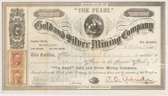 Silver Mountain, California. "The Pearl" Gold Silver Mining Co. Stock Certificate