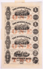 New Jersey 18__Uncut Sheet of 4 from The Newton Sussex Bank