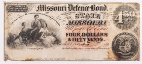 Missouri Defence Bond. $4.50 Undated and unsigned. Kelly CR-15. VF