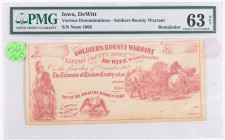 Clinton County, Iowa. DeWitt. Oct. 1862. Soldiers Bounty Warrant