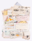 Large Lot of approximately 1000 various 19th to Early 20th Century Checks, Drafts, Receipts and Warrents