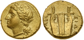 Sicily, Syracuse. Agathokles, 317-289 BC. Electrum 25 Litrai (1.81g). AU